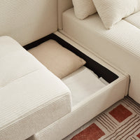 Free Combination Cloud Sectional Sofa Corduroy Upholstered L-Shaped Couch 3 in 1 Convertible Sleeper Sofa Bed Minimalist Modular Couches Chaise Lounge Daybed with Storage and 4 Pillows for Living Room