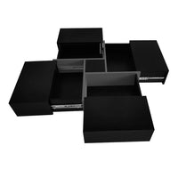 Modern Square Coffee Table with 4 Hidden Storage Compartments, UV High-Gloss Design for Living Room