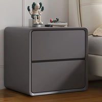 Nightstand, Modern All Solid Wood Night Stand, No Installation Required Bedside Table, 2 Drawers Dresser for Bedroom, Microfiber Leather Wrap