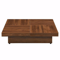 39.4'' Square Marble Veneer Coffee Table with Sliding Top Storage