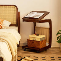 Solid Wood Side Living Room Household Small Coffee Table Nightstand Bedside,Table Narrow Side Table with Wheels