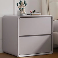 Nightstand, Modern All Solid Wood Night Stand, No Installation Required Bedside Table, 2 Drawers Dresser for Bedroom, Microfiber Leather Wrap