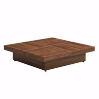 39.4'' Square Marble Veneer Coffee Table with Sliding Top Storage