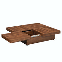 39.4'' Square Marble Veneer Coffee Table with Sliding Top Storage