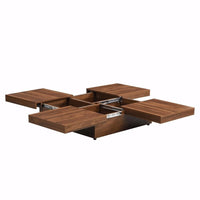 39.4'' Square Marble Veneer Coffee Table with Sliding Top Storage