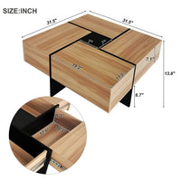 Modern Square Coffee Table with 4 Hidden Storage Compartments, UV High-Gloss Design for Living Room