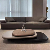 360° Rotating 3-tier Round Coffee Table Combination, Coffee Tables for Living Room, Wood Finish, Creative Suspended Style