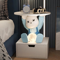 Bedside Nightstand Home Decor Room Rabbit Statues Bedside Table Bedroom Small Storage Side Table Creative Simple Storage Cabinet