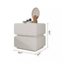 Leather Bedside Table, Modern Minimalist Bedside Table,Nightstand with 2 Drawers, Wood Bedside Table, Bedroom Bedside Table