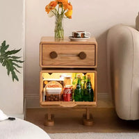 Natural Solid Oak Robot Design Side Table