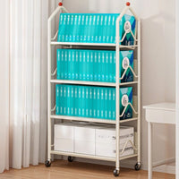 360° Steering Wheels Moveable Bookshelf, Mobile Rack 5 Tier Bookcases & Shelves