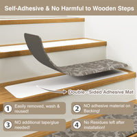 Staircase Step Treads Foam Stair Pads Cushioned | 8" x 30" PVC Material(Set of 2,12)