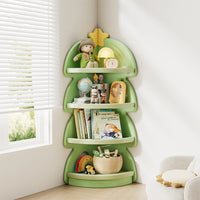 Kids Toy Storage Cabinet – Christmas Tree Corner Bookshelf & Multi-Layer Organizer