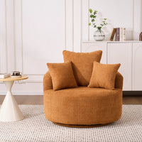 Oversized Crochet Yarn 360° swivel Barrel Chair with Pillow, AccentRound Single-seat Upholstered Sofa chair with 3 Pillow
