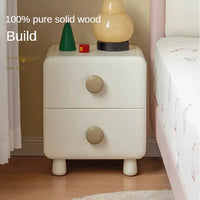 Rubber Solid Wood Cream Style Locker Children's Nightstand