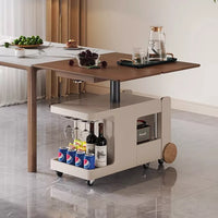 Sofa Side Table, 3 in 1 Multi- Function Coffee Table for Living Room Home, Folding Coffee Table Converts to Dining Table with Hidden Compartment & Storage Shelf, Mobile Modern Center Table