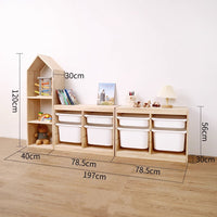 Household children's bookshelf room type toy storage locker solid wood bookshelf toy storage rack 2 in 1 combination cabinet