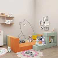 Kids Couch Children Foam Game Sofa- Parent-child Interactive Sofa Combination-Solid Color