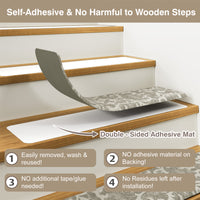 Staircase Step Treads Foam Stair Pads Cushioned | 8" x 30" PVC Material(Set of 2,12)