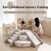 Soft Climbing Toys for Toddlers Indoor - 3-7 PC Baby Foam Climbing Blocks, Cat Scratching Cloth Gym Climb and Crawl Play Set Waterproof Astronaut pattern