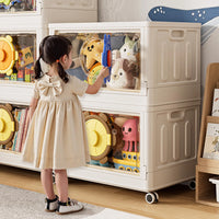 Foldable Toy Storage Box with Wheels – Large Capacity Transparent Organizer for Kids