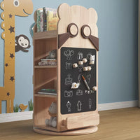 Children's Multi-functional Solid Wood 360° Rotating Bookshelf with Blackboard childrens storage shelves