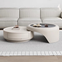 Creative Solid Wood Coffee Table Living Room Combination with Tempered Glass