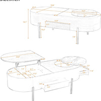 Coffee Table, Lift Top Coffee Tables for Living Room, Wooden Center Tables with Hidden Compartment and 360-degree Marble-Patterned Rotating Tray, 47.2'', (Brown)