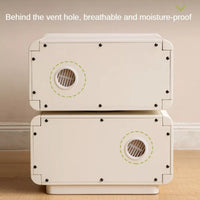 Rotating Solid Wood Nightstand - Cream Finish Bedside Cabinet with Drawers, White Storage Side Table for living Room and Bedroom