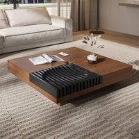 Walnut Wood Coffee Table with Storage, End Table with Storage,Modern Minimalist Design