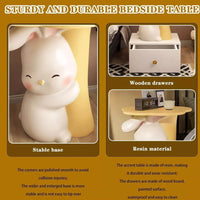 Children Nightstand with Animal Theme, Table Storage, Illuminating Lights