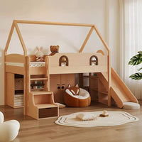 Solid Wood Loft Bed with Steps Twin Size Childrens Bed with Storage for 0 years-Kids -Teens Adults Toddler Floor Bed