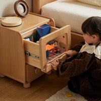 Solid Wood Children's Bedside Table Nightstand with Light Storage Cabinet