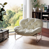 Single Sofa Chair Minimalist Light Luxury Cream Style Leisure Chair Living Room Vintage Bauhaus Style Retro Chair