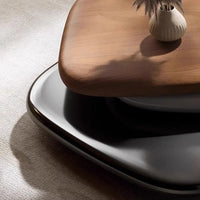 360° Rotating 3-tier Round Coffee Table Combination, Coffee Tables for Living Room, Wood Finish, Creative Suspended Style