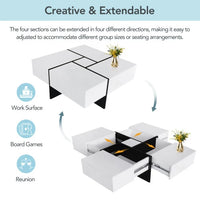 Modern Square Coffee Table with 4 Hidden Storage Compartments, UV High-Gloss Design for Living Room