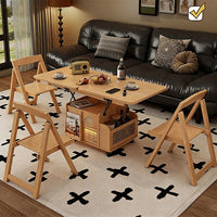 Mid-Century Modern Solid Wood Extendable Coffee Table with Adjustable Height, Wheels, and 2 Storage Compartments, Multifunctional Lift Top Table for Living Room or Dining