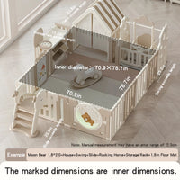 Indoor Newborn Playpen & Play Yard Play Pen with Toys and House | Glowing Moon Bear