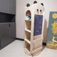 Children's Multi-functional Solid Wood 360° Rotating Bookshelf with Blackboard childrens storage shelves