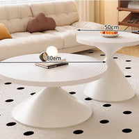 50+70cm Round Coffee Table Set Hourglass Shape Modern Nesting Tables with Iron Legs for Living Room Bedroom Easy Assembly