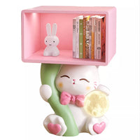 Creative Cream Cat Shaped Nightstand with Color Changing Light - Modern Minimalist Resin Bedside Cabinet for Bedroom and Kids' Room Decor