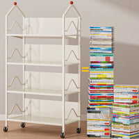 360° Steering Wheels Moveable Bookshelf, Mobile Rack 5 Tier Bookcases & Shelves