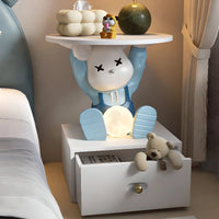 Bedside Nightstand Home Decor Room Rabbit Statues Bedside Table Bedroom Small Storage Side Table Creative Simple Storage Cabinet