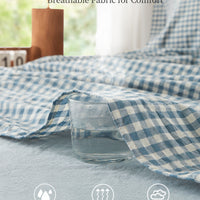 100% Washed Cotton Gingham Bed Sheet Set