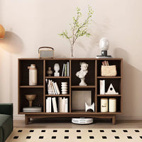 Solid Wood 35 Inch Hight Storage Bookcase, with 4 Shelves Closed Back, Wood Bookshelf, Storage Bookcase For the Living Room, Study Room and Office