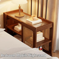 Multi-Functional Solid Wood Coffee Table - Premium Imported Rubberwood with Large Storage Space & Artistic PE Rattan Weave - Stylish, Versatile Side Table with Noise-Free Swivel Wheels for Easy Mobility & Organization