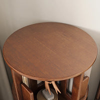 2-3 Tier Bookshelf Bookcase with a Drawer Bedside Spin Rotating Bookshelf with Wheels Book Storage Organizer for Bedroom Living Room Home Decoration Tool