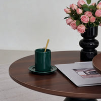 50+70cm Round Coffee Table Set of 2, Modern Cream Style Coffee Tables, Solid Wood Accent Tables for Living Room, Easy Assembly