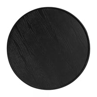 36.8'' Round Coffee Table, Modern Wooden Center Tables with PE Rattan Side, Mid-Century Retro Farmhouse Style Circle 2-Tier for Living Room,Bedroom