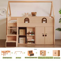 Solid Wood Loft Bed with Steps Twin Size Childrens Bed with Storage for 0 years-Kids -Teens Adults Toddler Floor Bed